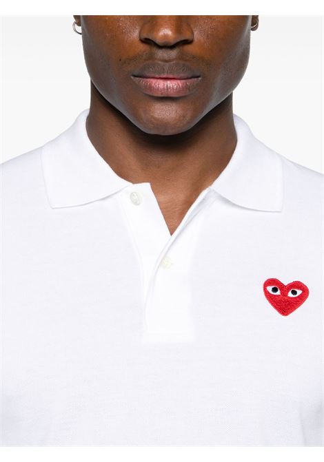 polo red emblem uomo bianca COMME DES GARÇONS PLAY | AX-T006-0515